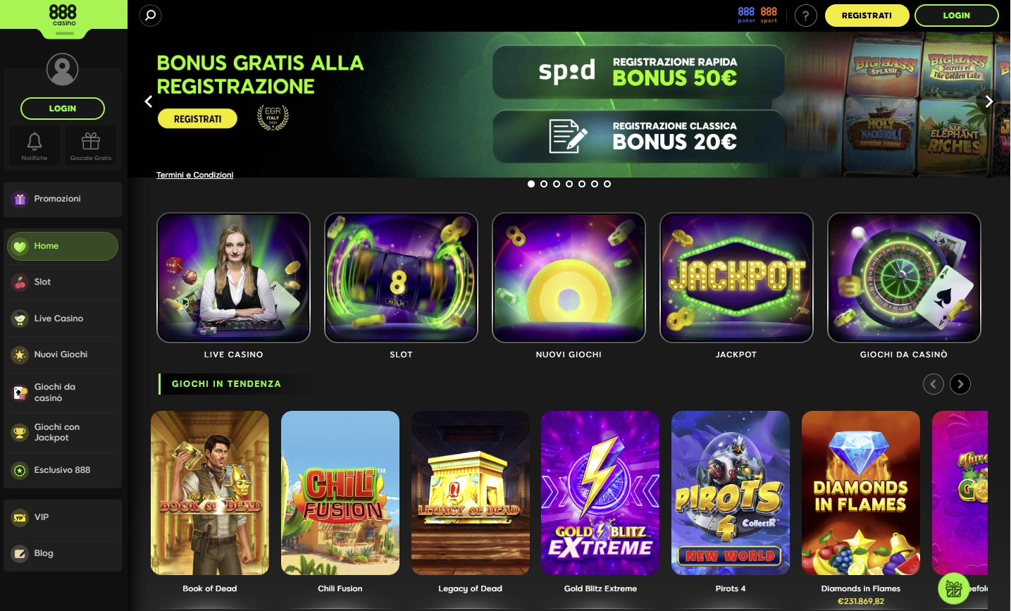 888 Casino Piattaforma di Gioco